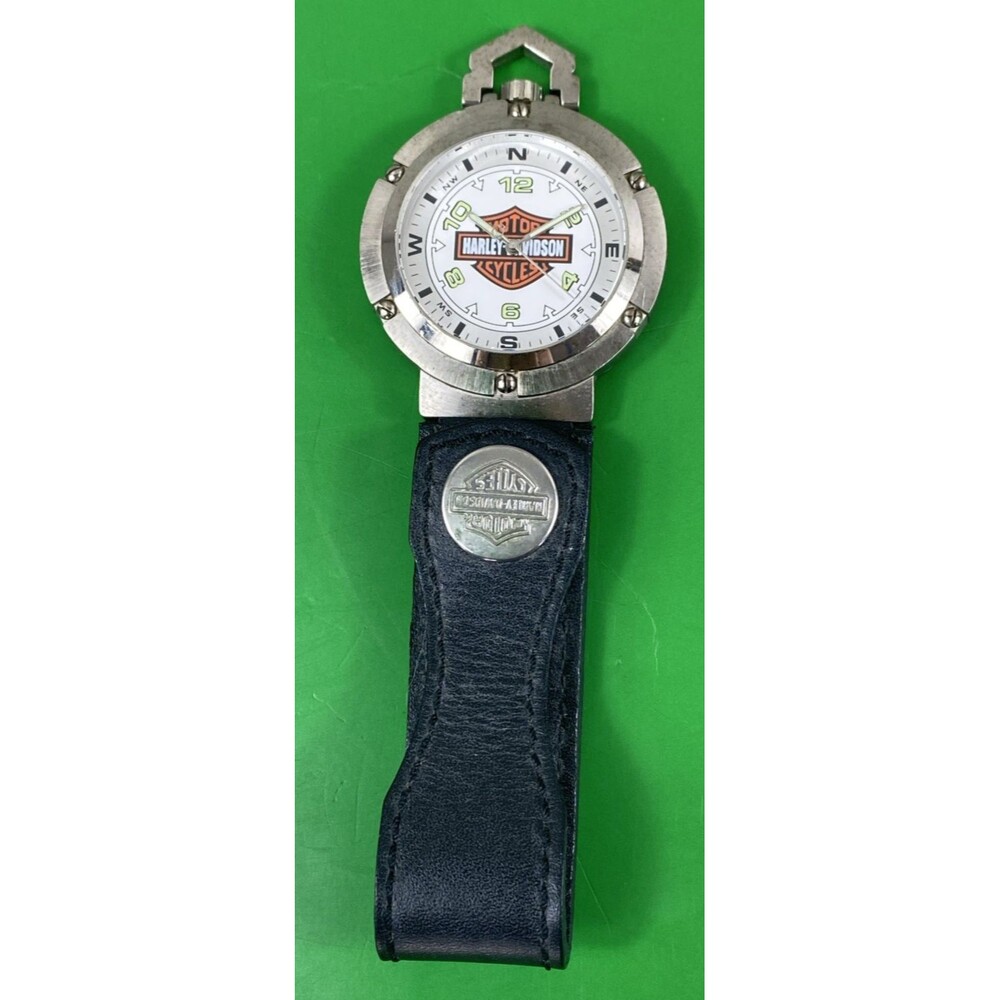 Harley-Davidson Belt Loop 46mm Watch – Bar & Shield –Quartz –Leather –White Dial